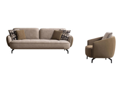 Exklusive Beige Wohnzimmer Stoffgarnitur Designer Polstercouchen