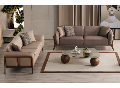 Beige Wohnzimmer Stoffsofas Designer Polstercouchen Edle 3-Sitzer