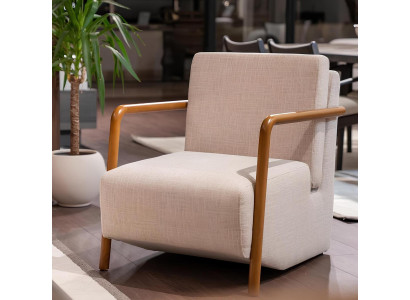 Designer Beiger Stoffsessel Stilvoller Relaxsessel Edler Sitzsessel