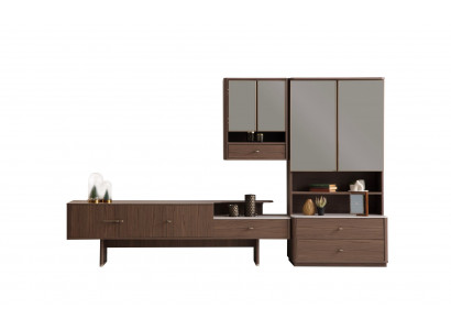 Braune Wohnzimmer Einrichtungsmöbel TV-Lowboard Bücherregal 2tlg