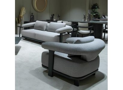 Exklusive Sofa Stoffgarnitur Designer Dreisitzer Edler Textilsessel