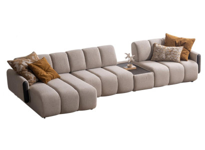 Designer Beige L-Form Couch Polster Ecksofa Wohnzimmer Couchen