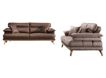 Elegantes Sofa-Set Designer Tauper 3-Sitzer Luxuriöse Ledercouchen