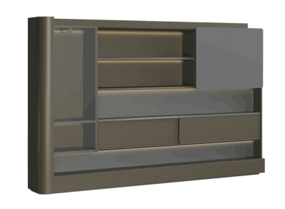 Eleganter Grauer Büroschrank Stilvoller Regalenschrank Holzschrank