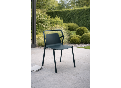 Exklusiver Gartenstuhl Designer Dunklegrüner Metall Gartenhocker