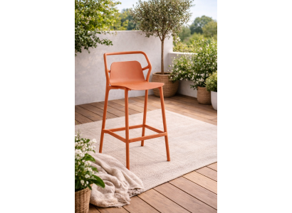 Exklusiver Oranger Barhocker Designer Sitzhocker Loungehocker Möbel