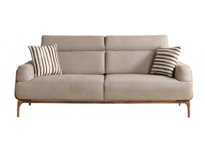 Luxuriöse Beige Wohnzimmer Couch Polster 3-Sitzer Edle Stoffsofas