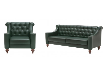 Grünes Chesterfield Sofa Set Designer Couchen Luxus 2x Sessel