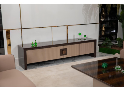 Elegantes Braunes TV-Lowboard Holz TV-Ständer Ablagekommode Möbel