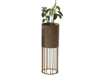 Eleganter Pflanzkübel mit Metallgitter und Goldakzenten