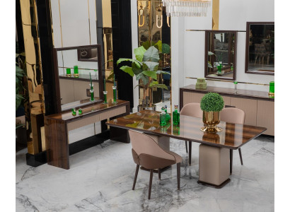Elegante Esszimmer Garnitur Küchentisch Holz Konsolentisch 4x Stühle