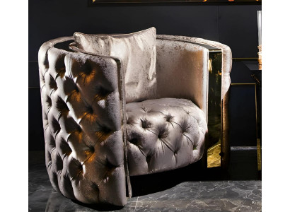 Moderner Grauer Chesterfield Sessel Stilvoller Loungesessel Möbel