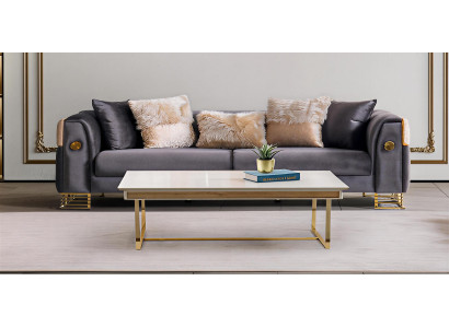Elegantes 3-Sitzer Sofa mit luxuriösem Samtbezug für stilvolles Wohnen