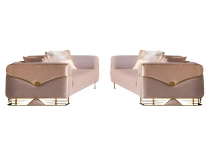 Hochwertige Polstergarnitur Designer Beige Sofas Edle Textilcouchen