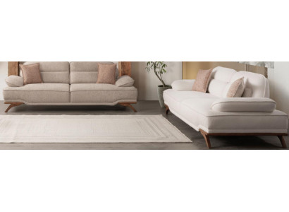 Luxuriöses beiges Sofa-Set Wohnzimmer-Set 3-Sitzer-Sofa Couchgarnitur