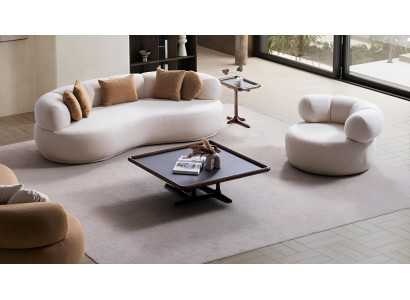 Weiße Polstergarnitur Stilvolles Stoffsofa Designer Textilsessel