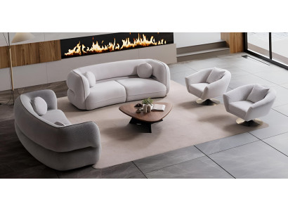 Graues Modernes Sofa-Set 3-Sitzer Sofas Sessel Edle Wohnzimmermöbel