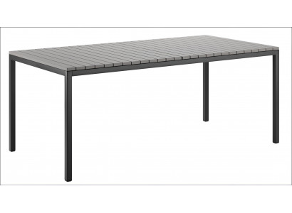 Grauer Holztisch Designer Metallgestell Exklusiver Gartentisch Möbel