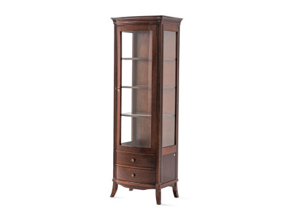 Elegante Vitrine aus Holz mit Glastüren und praktischen Schubladen