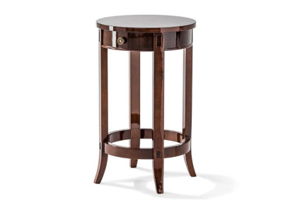 Elegante Konsole aus Holz mit Schublade und runder Tischplatte