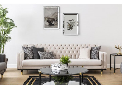 Classique Chesterfield Trois places Canapé Mobilier de luxe Canapés Beige Canapé 3 places