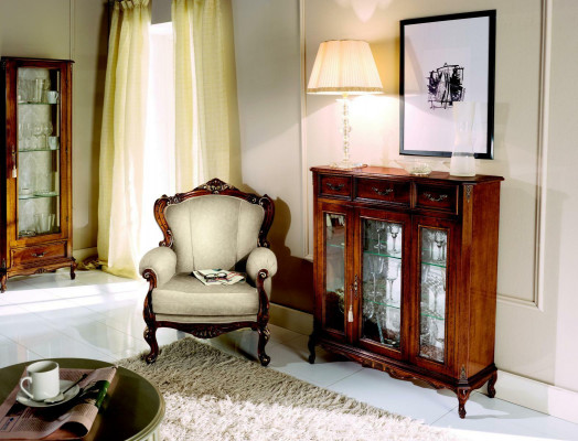 Style de mobilier Baroque Commode en bois Armoire Vitrine Mobilier de luxe Fauteuil