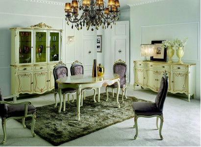 Design de meubles italiens Table à manger de luxe Salle à manger Meubles en bois Style classique Lumineux