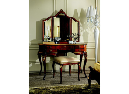 Luxueux ensemble 3 pièces Coiffeuse Tabouret Miroir Chambre Meuble Italien neuf