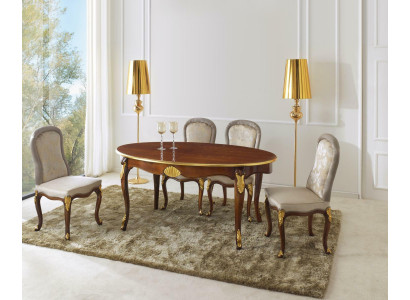 Table ovale Mobilier italien Table à manger de luxe Salle à manger Bois Style classique r
