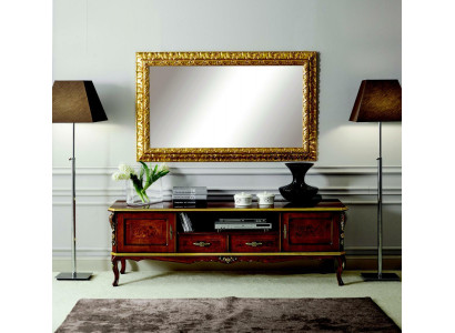 Luxe ensemble de 2 pièces buffet bas meuble TV miroir meuble en bois italien meubles en bois