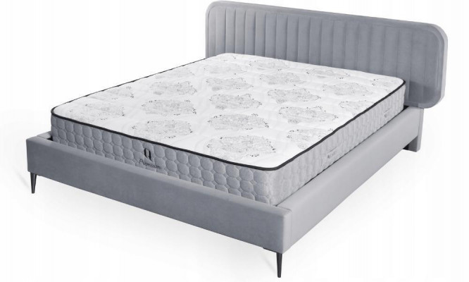 Lit Gris Lit double Chambre Bois Mobilier Design Élégant Tissu d'ameublement neuf