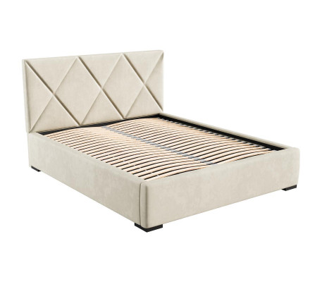 Lit beige Lit double Style Élégant Tissu d'ameublement de lit Chambre à coucher Moderne nouveau
