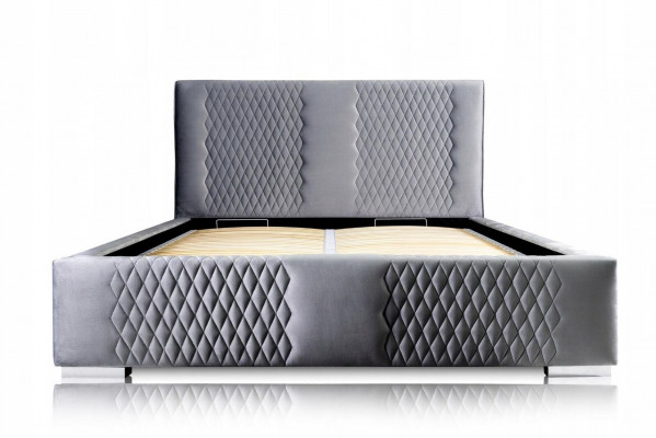 Lit gris Lit double Moderne Élégant Literie Tissu rembourré Chambre à coucher Moderne Nouveau