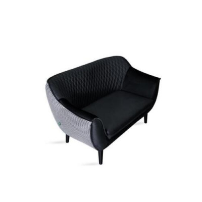 Canapé 2 places Noir Design Luxueux Moderne Salle de séjour Mobilier en Bois Tissu d'ameublement