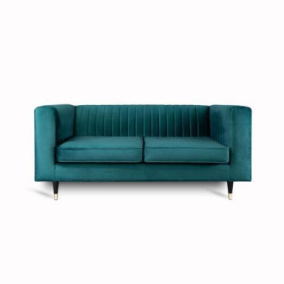 Canapé 2 places vert élégant design moderne de luxe en bois tissu rembourré neuf