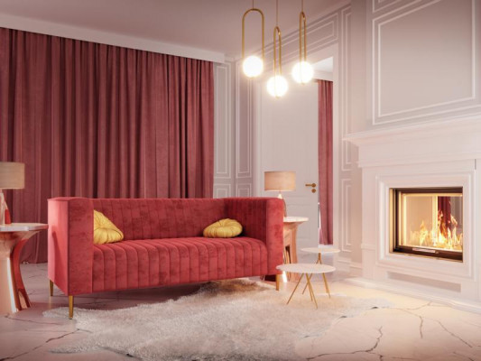 Canapé 2 places Rose Salon Design Moderne Luxueux Meubles en Bois Tissu d'Ameublement neuf