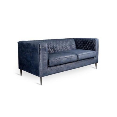 Canapé 2 places Bleu Design Moderne Élégant en Bois de Luxe  Tissu d'ameublement nouveau