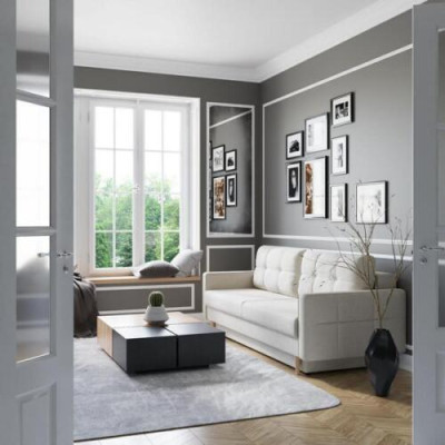 Canapé 3 places Blanc Canapés Siège Salon Design Moderne Tissu d'ameublement Luxe neuf