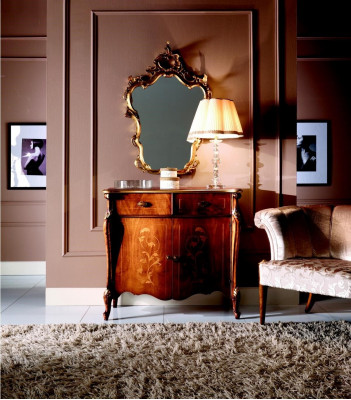 Style de meubles de luxe Baroque 2 pièces commode avec miroir en bois de luxe italien