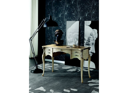 Luxus Schreibtischkonsolen Luxustisch Büromöbel Barock Gold Echtholz