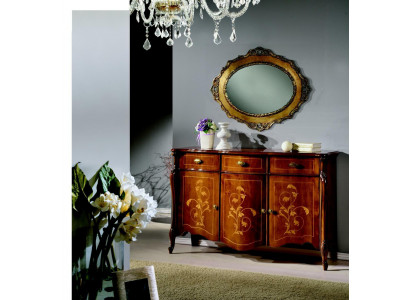 Meuble avec style baroque, commode armoire en bois brun de design de luxe