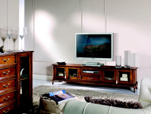 Buffet TV de luxe Armoire TV Armoire TV Design Meuble italien Salon Bois Style baroque