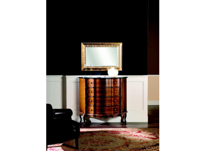 Commode en bois, meuble baroque avec miroir, ensemble de 2 pièces, luxe italien.