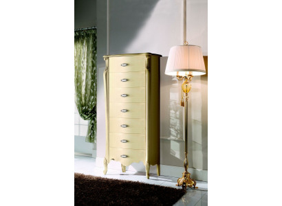 Meuble en bois italien Chic Commode de 120 cm de haut avec 7 tiroirs.
