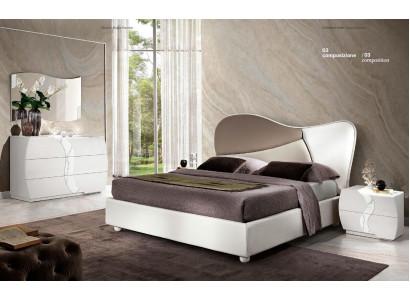 Chambre Lit Table de chevet Commode Miroir Suite de luxe Ensemble double 5 pièces neuf
