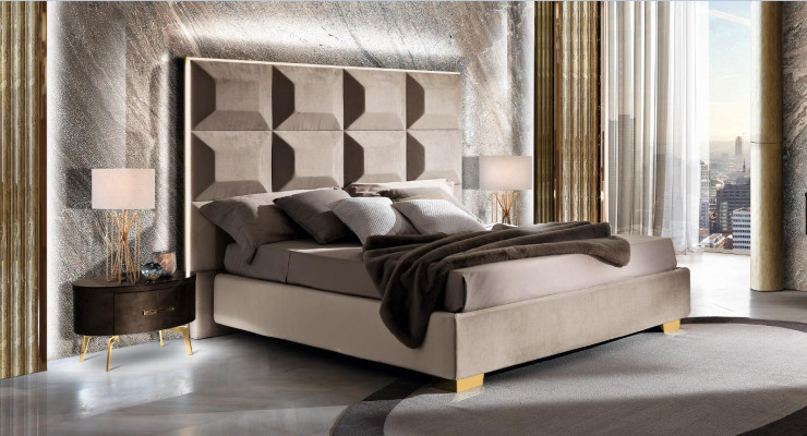 Conception Moderne Table de chevet de chambre de luxe Lits Lits 3pcs. Ensemble de chambre