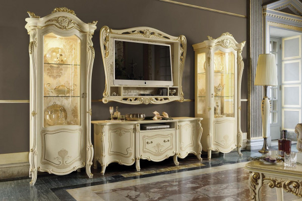 Commode Armoires Vitrines en verre Garde-robe Baroque Rococo Vitrine Commode Vitrines