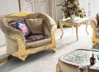 1 Fauteuil Design Art Déco 1 place Recouvert de tissu Club neuf Relaxation Tissu Salon