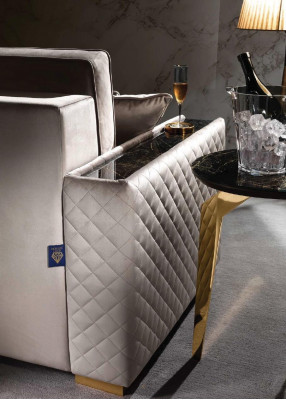 Canapé 2 places Design moderne Tissu d'ameublement Canapés Siège Mobilier Paysage vivant Gris