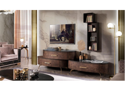 Ensemble de salon Design 2x Commode Étagère murale Unité murale Étagères Armoires 4pcs.